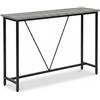 IvoQ Tavolo da parete - Consolle Stretto 120 × 23 × 74 cm - Effetto legno grigio - Telaio in metallo nero