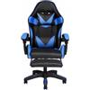EcoPrice Sedia Gaming con Poggiapiedi, Schienale Alto, Supporti Cervicali e Lombari, Similpelle, Nero/Rosso (Nero/Blu)
