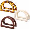 guduling 6 manici per borsa, a forma di D, 12 x 8,5 cm | Manici a D in plastica per borse all'uncinetto fatte a mano e borse di paglia (marrone, bianco, leopardato)