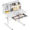 MARK ADLER Study 5.0 - Scrivania Ergonomica per Bambini - Altezza Regolabile con Piano Inclinabile - Cassetto Integrato -90x60 cm - Ideale per Studio e Creatività - Grigio