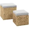 vidaXL Set Pouf 2 pz in Giunco Grigio