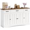 Xbro Credenza Cucina 140 cm, Madia con 3 Cassetti, 4 Ante e Ripiani | Credenza cucina con piano effetto legno, 3 cassetti, 4 ante, ripiani regolabili e kit antiribaltamento per sala pranzo