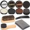 Cruzix Kit per lucidare le scarpe in pelle, regalo per uomo, con panno in spugna e crine di cavallo neutro nero marrone, 3 lucidanti per scarpe + 5 strumenti, no