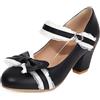 Lroey Reoly Scarpe Mary Jane da Donna con Tacco Largo, Pompe al Tallone Alto Punta Rotonda Gancio Orientabile Scarpe da Festa Bowknot Moda, Numero 32-48