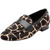 BIKETAFUWY Mocassini da donna | Loafer con punta tonda chiusa, tomaia in camoscio con motivo animale, grande flangia decorativa, taglio basso, suola piatta morbida | Città, quotidiana, scarpe casual eleganti