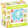Puzzle a cubi, 4 pezzi - Animali selvatici