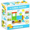Puzzle mix con cubi, 4 pezzi - Veicoli