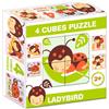 Puzzle misto con cubi, 4 pezzi - Coccinella