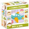 Puzzle Mix con cubi, 4 pezzi - Ragazzi-ragazze