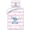 Stitch: completo letto a righe rosa in cotone 140 x 200 cm