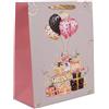 Sacchetto regalo con fantasie di regali e palloncini - 18 x 23 cm