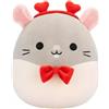 Squishmallows: Rusty il ratto grigio con papillon e fascia con cuoricini - 20 cm