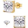 Morfetto Moissanite Orecchini Uomo Donna Argento 925 Placcatura Oro 18K | Orecchini Punto Luce Ipoallergenici Argento S925 con Moissanite Taglio Princess Brillante Color D VVS1 Alternativa Diamante