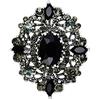 EVER FAITH Spilla Cristallo Banchetto Vintage Stile Vuoto-Fuori Floreale Spilla Nero Antico Argento-Fondo
