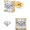 Morfetto Moissanite Orecchini Uomo Donna Argento 925 Placcatura Oro 18K | Orecchini Punto Luce Ipoallergenici Argento S925 con Moissanite Taglio Princess Brillante Color D VVS1 Alternativa Diamante