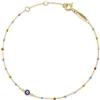 PERIMADE Braccialetto con ciondolo a forma di occhio di malocchio, in argento Sterling 925, smaltato blu turco, braccialetto a catena con perline malocchio per donne, placcato oro 18 carati, catena di