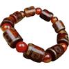 YHDONE Braccialetto tibetano a tre occhi Dzi in agata rossa con perline e certificato per uomini e donne braccialetti in giada per uomo, Bracciale, middle, Agata, Agata