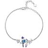 NewL Bracciale in argento Sterling con uccellini e uccelli, con scritta in lingua inglese Good Luck, regalo per le donne, Pietra, Zirconia cubica