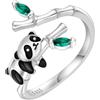 PANPOKI Anello aperto in argento 925 con zirconi, motivo: farfalla, 52-60 mm
