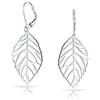 Bling Jewelry Grandi orecchini pendenti a forma di foglia aperta in stile tribale boho leggero con piuma, chiusura a leva, gioielli western per donne in argento sterling .925