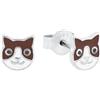 AMOR - Orecchini Bambini - Unisex in Argento 925 - Orecchino a Perno a Gatto - AMR-E0117