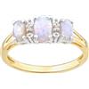 Old English Jewellers Anello trilogy in oro giallo 9 carati su argento con opale naturale e diamante, misura J - V
