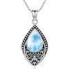enjoylifecreative Collana in argento Sterling con pietra di luna/turchese/onice/larimar/agata muschiata, collana in filigrana con ciondolo a forma di goccia, decorazioni di compleanno e Natale per