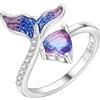 PANPOKI Anello aperto in argento 925 con zirconi, motivo: farfalla, 52-60 mm