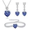 Glintara Set di gioielli da donna, in argento Sterling 925, con ciondolo a forma di cuore, 3 pezzi, con catena da 45 cm, orecchini pendenti e bracciale, con zirconi e confezione regalo