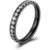 Ayoiow Donna Anello Acciaio 3MM con Zirconi Cubici Coppia Anelli Fidanzati Argento