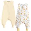 WYTbaby Sacco nanna con piedi, 1,0 TOG, confezione da 2, sacco nanna 100% cotone, senza maniche, per tutto l'anno, con gambe, per ragazzi e ragazze, 3-4 anni