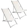 Baroni Home Set di 2 Sedie Prendisole Pieghevoli e Reclinabili con Cuscino Imbottito, Sdraio da Giardino e Spiaggia con Schienale Reclinabile, Tessuto Impermeabile Traspirante,. 60x97x92 cm Panna