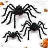 Huanmin 3 Ragni Halloween Giganti 90/75/60 cm Peluche Neri per Esterno Giardino | Ragni Finti Halloween In 3 Misure Addobbi Halloween Esterno per Ingresso, Veranda, Cortile, Party e Giardino