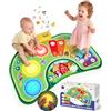 hahaland Tappeto Gioco Bambini Musicale, Montessori Giochi Bambini 1 Anno | Tappeto con 7 Tasti di Piano e Animali, 3 Tasti Tamburo, Funzione Registrazione e Riproduzione, Regalo Bimbo Bimba 1 Anno