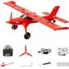 FLYCOLOR QIDI-590 4CH Brushless RC Airplane, Draco Fixed Wing Glider, Rosso | 2.4G RC Aircraft con stabilizzazione giroscopica, luce LED e volo acrobatico, schiuma EPO Crashproof per adulti principianti