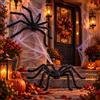 Huanmin 2 Ragni Halloween 90+75 cm Ragno Gigante Peloso per Casa e Giardino | Ragni finti Halloween con zampe modellabili e occhi rossi; addobbi Halloween esterno per giardino, ingresso, balcone e party