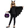 YANFALE Set costume da pipistrello per bambini con mantello ad ali, maschera, fermagli e sacchetto per dolci - Costume da vampira per bambine, Carnevale e Halloween