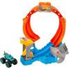 Hot Wheels Toy Monster Trucks - Kit treno con cavatappi e veicolo Mega-Wrex in scala 1:64, Loop-Warf per sconfiggere Nemesis