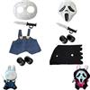 NUJOLI Vestiti di Halloween per Labubu, maschera spaventosa di Halloween per accessori per bambole da 15-17 cm, set di costumi di Halloween carino incluso maschera, vestito, scarpe, coltello