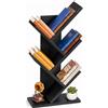 VOUNOT® Libreria ad Albero, Scaffale a 4 Ripiani 30x16x60cm, Nero | Porta Libri, Riviste e CD, Libreria Verticale Salvaspazio, Antiribaltamento, per Soggiorno, Camera da Letto e Ufficio