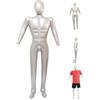 Jorzer Manichino gonfiabile Manichino gonfiabile morbido in PVC a corpo intero con braccio per uomo elegante per esposizione di abbigliamento, materiali artistici in argento