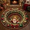 Generic Tappeti 3D Illusione Ottica Natale, Tappeti di Natale 3D Tappeto Rotondo | Tappetino con Babbo Natale, pupazzo di neve, gnomi effetto 3D, per soggiorno e camera da letto, decorazione natalizia
