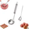 Generico Cucchiaio per polpette in acciaio inox, formatore per polpette (1 pezzo) | Strumento in acciaio inossidabile 304, manico lungo curvo, per polpette di carne, gamberi e verdure, uso domestico