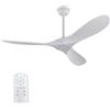 kowdom Ventilatore da soffitto da 152 cm per esterni senza luce, pale in ABS bianco, telecomando, Windcalm, silenzioso motore DC, timer, per terrazza e soggiorno