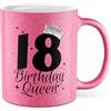 Pagma Druck Tazza da 18 compleanno con scritta, regalo 18 Brithday Queen, tazza da caffè da 330 ml, in ceramica, regalo di compleanno, ragazza dell'anno maggiore, tazza da caffè come idea regalo