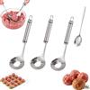 Generico Cucchiaio per polpette in acciaio inox, formatore per polpette (3 pezzo) | Strumento in acciaio inossidabile 304, manico lungo curvo, per polpette di carne, gamberi e verdure, uso domestico