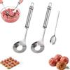 Generico Cucchiaio per polpette in acciaio inox, formatore per polpette (2 pezzo) | Strumento in acciaio inossidabile 304, manico lungo curvo, per polpette di carne, gamberi e verdure, uso domestico
