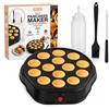 RANJI - Macchina per Pancake Elettrica 800 W, 14 Mini Pancake, Piastra Antiaderente con Dosatore, Pennello in Silicone, Forchettina per Girare e Ricettario