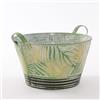 DiKasa Ciotola in Latta Verde con Manici, Contenitore Decorativo in Metallo, Bacinella Multiuso per Casa e Cucina, Diametro 27 cm Altezza 16 cm