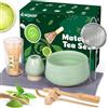 MZJAUVF Matcha Kit, 8Pezzi Matcha Tea Set, Matcha Whisk, Supporto Chasen, Cucchiaio di Matchas, Setaccio, Portacucchiaio, Tovagliolo da Tè, Matchas Cerimonia, Set Matcha Regalo per Principianti